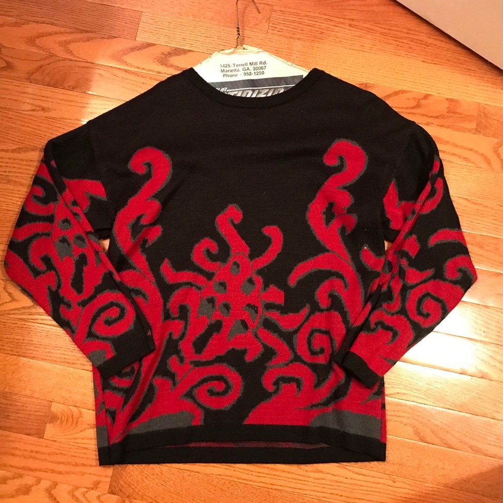 Vintage Amanda Smith Black & Red Abstract Sweater - image 2